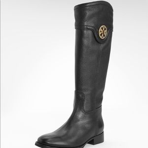 Tory Burch Selma Leather Flat Riding Boots